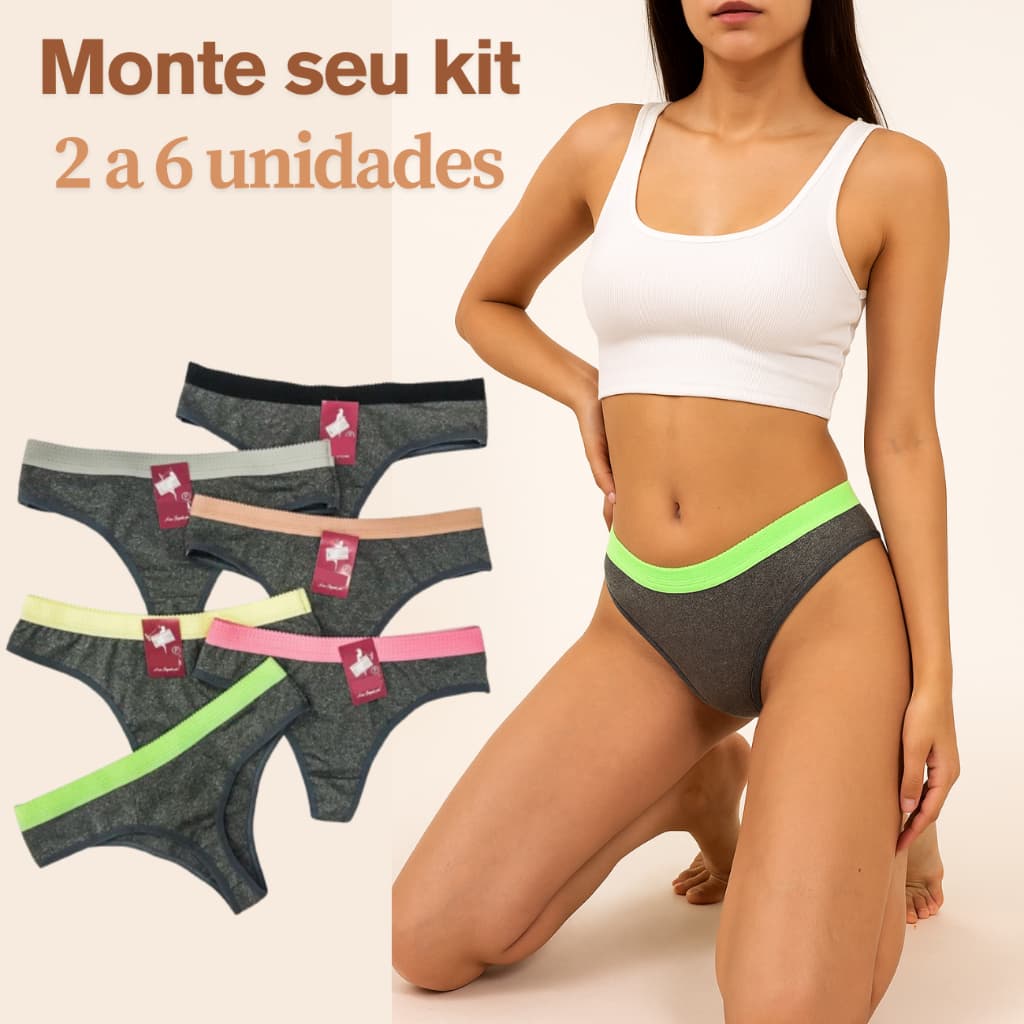 Kit Calcinhas de algodão FIO DENTAL Mescla Romantic Conforto