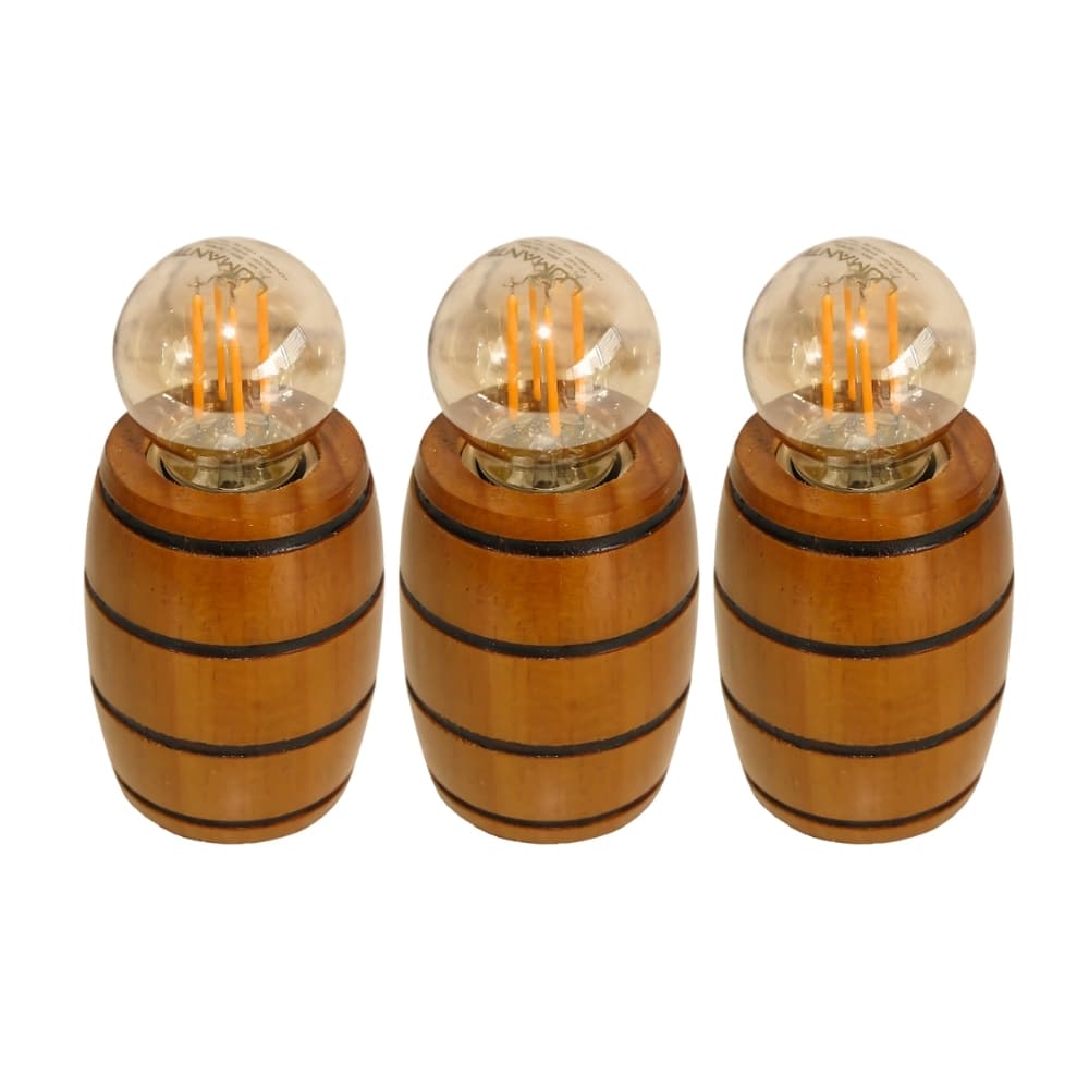 Kit 3 Soquetes Bocais para Lustres Roda de Carroça Decorações Colonial Madeira Maciça - Cerejeira