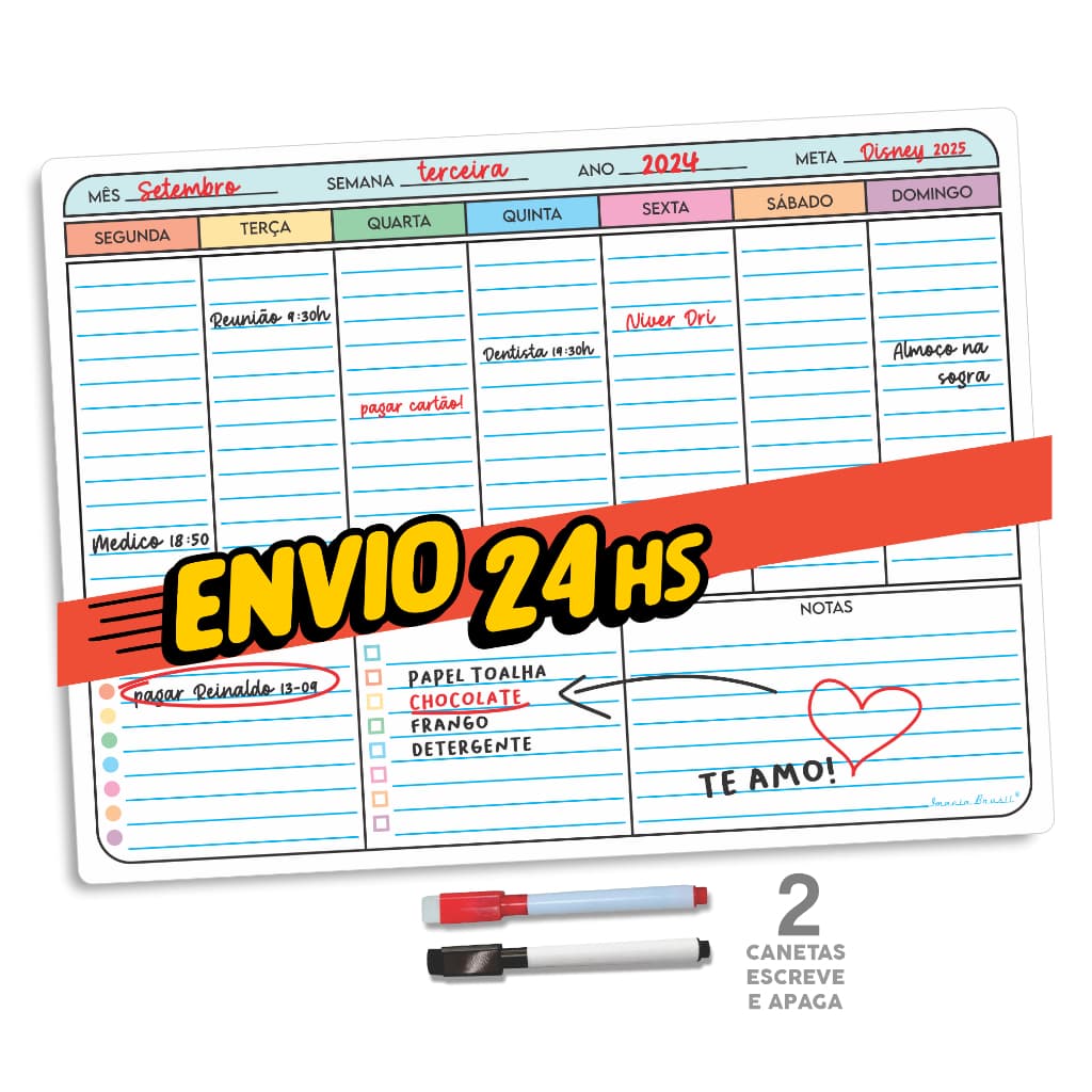 G Planner Lousa 39x29 Magnética Com 2 Canetas Escreve Apaga Com Ímã Para Geladeira Lista Lembrete