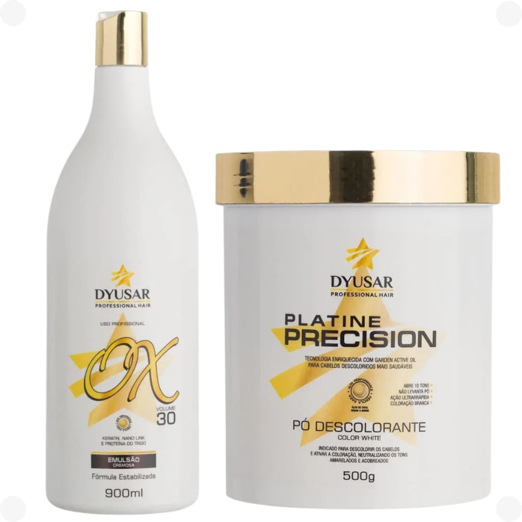 Kit Descoloração Dyusar Pó Descolorante Branco + OX de Volume 30