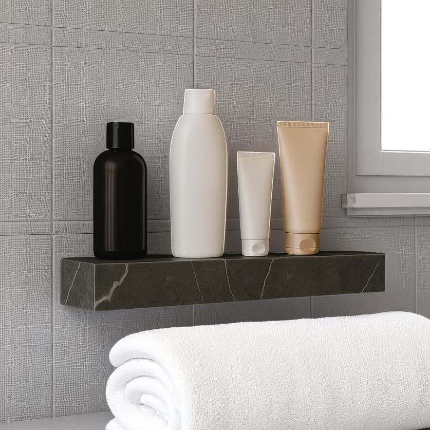 Prateleira Em Porcelanato Gran Marmi Grafite Lux Premium Resistente Sala Banheiro Cozinha 100x15x06