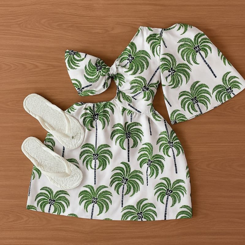vestido curto estampado  ,manga única, Floral, vestido verão flora. ombro só,
