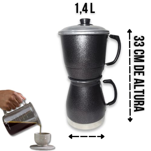 Cafeteira Alumínio craqueado Extra Forte Econômica Manual Italiana 1,4 Litros
