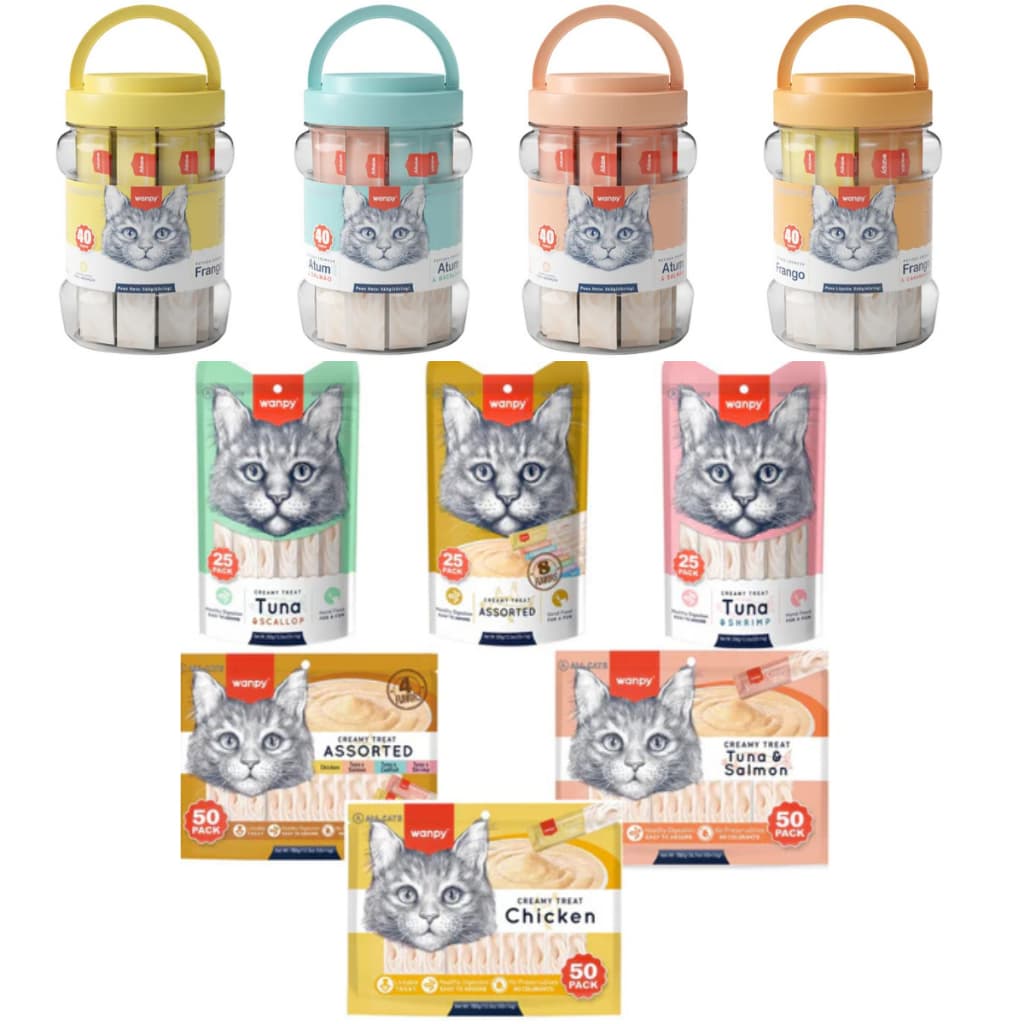 Truly Wanpy Petiscos Creamy Para Gatos Sabores Sortidos 25Un/40Un/50Un