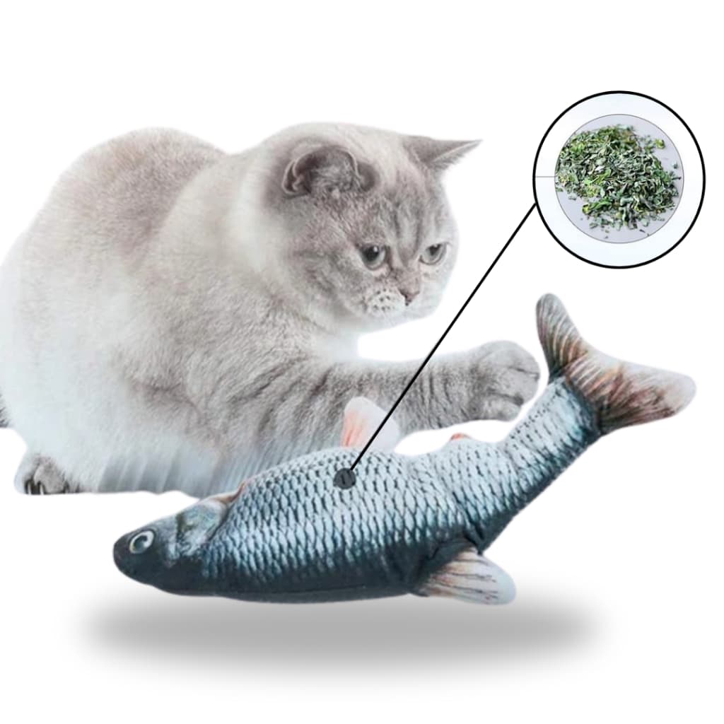 Kit 2 Brinquedos Pelucia Para Gato Peixe Com Catnip Erva Natural Sortidos