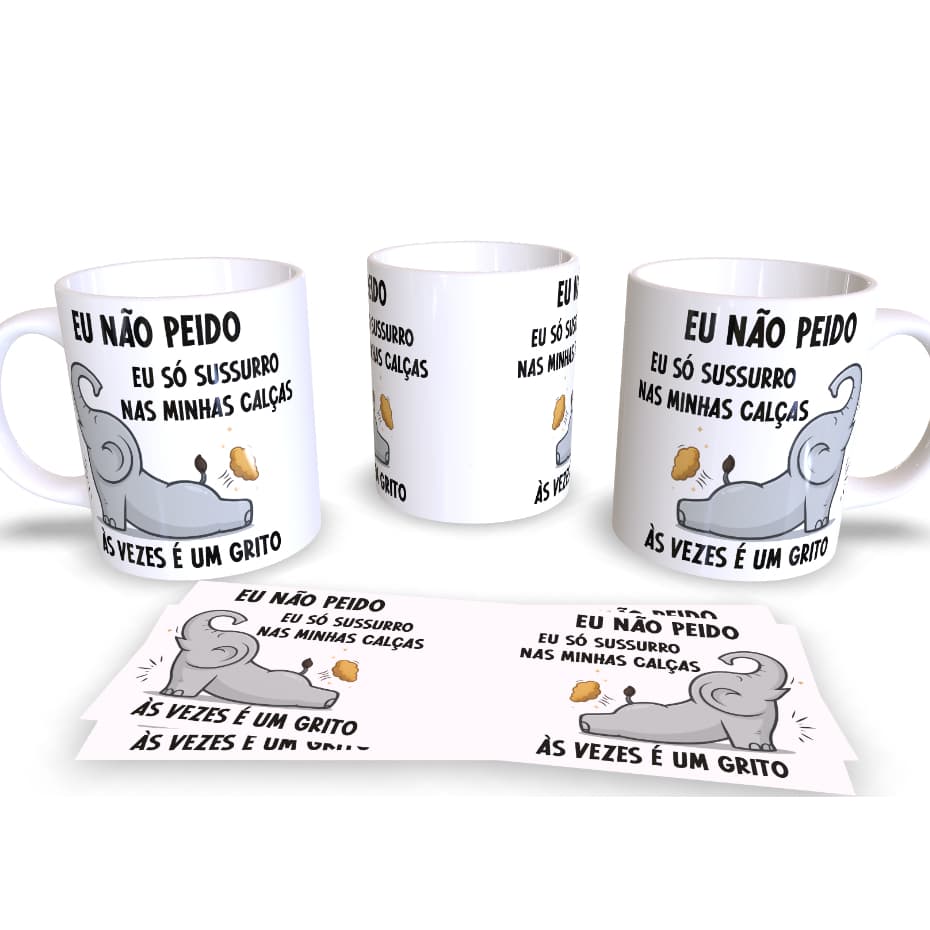 Caneca personalizada - Meme - Elefante Eu não peido