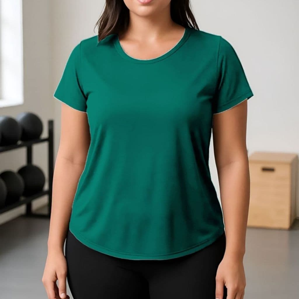 Blusa Camiseta Feminina Elegante Poliamida Confortável Básica Fitness Casual Manga Fresquinha
