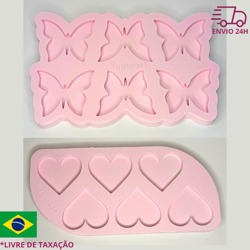 Molde de silicone coração borboleta chaveiro pingente artesanato resina epóxi decoração diy confeitaria bisquit