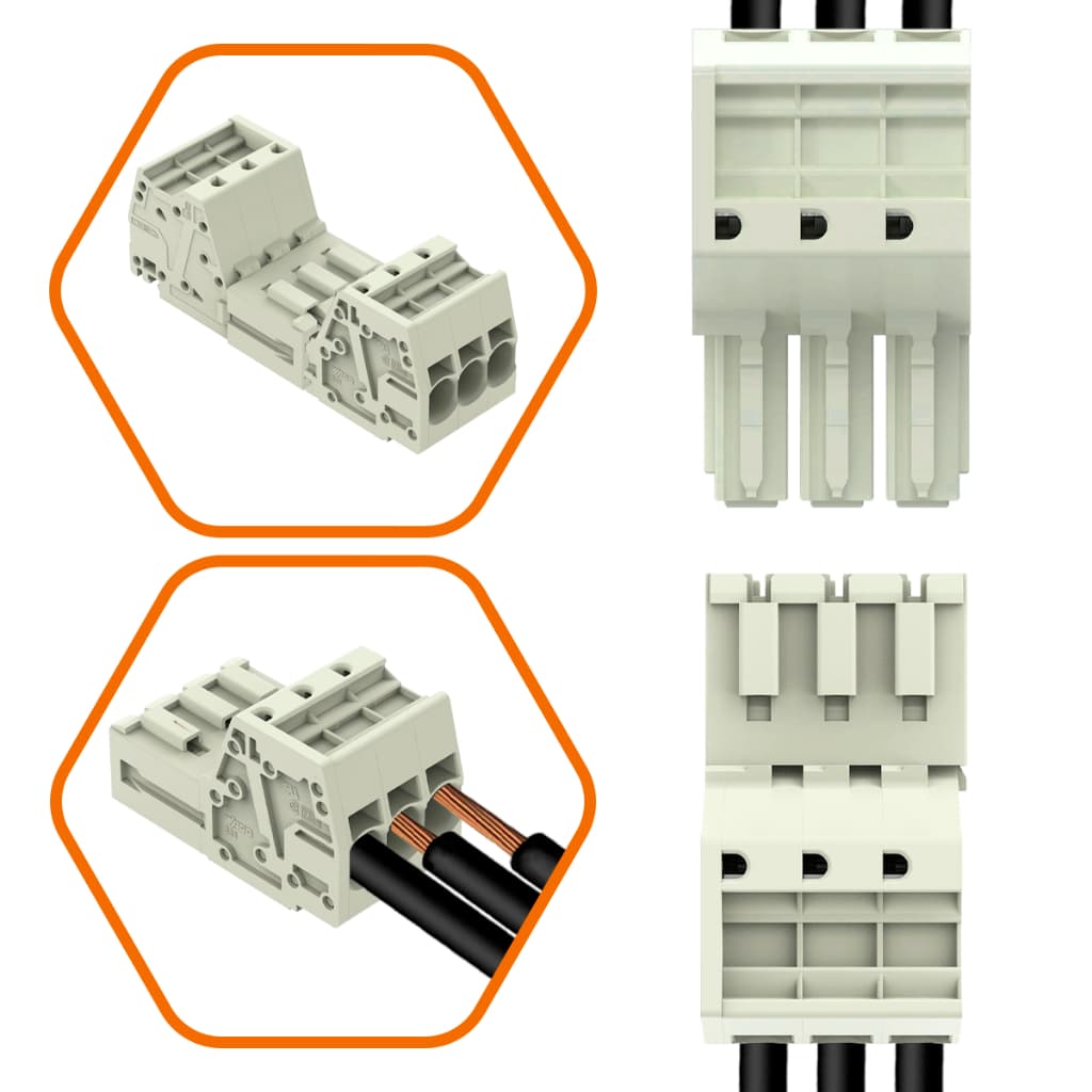 Conector Wago 831-3103-3203 Macho e Fêmea 0,75 - 10mm² 50A