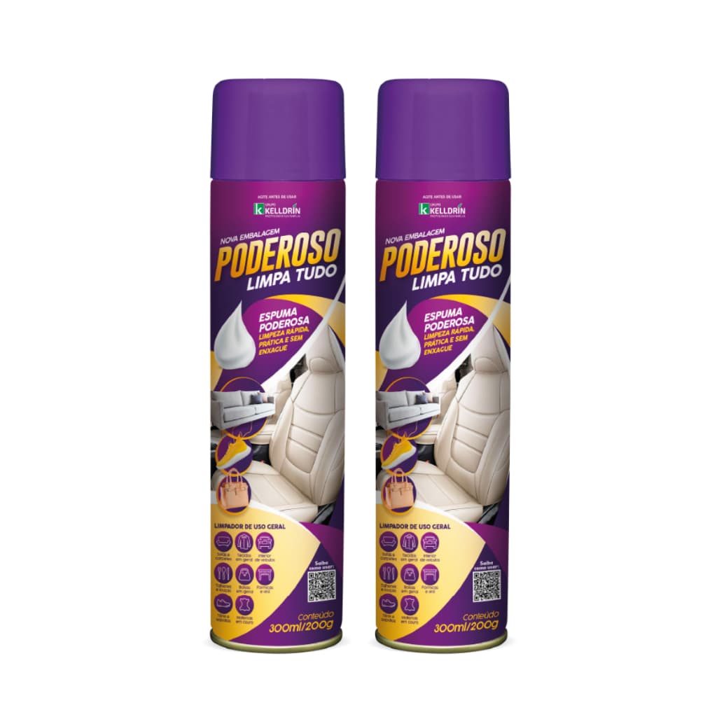 Kit 2 Espumas Mágica Limpa Tudo Sofá Carpete Bolsa Tênis Poderoso Kelldrin 300ml
