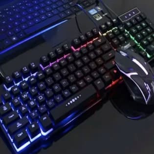 Kit Teclado Semi Mecânico + Mouse Gamer 3200dpi Rgb Led M300