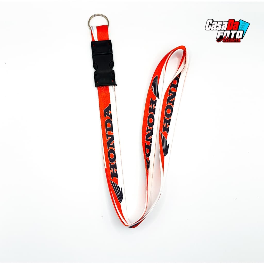 Chaveiro Honda Vermelho e Preto com engate Rápido Moto Cordão Tirante Pescoço Crachá