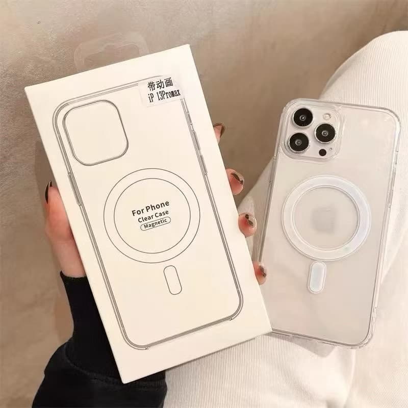 Capa Capinha Transparente Magnética Anti Impacto TPU PC Case Para IPhone 11 12 13 14 15 16 Pro Max