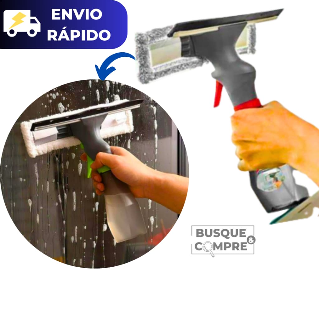 Mini Rodo 3 em 1 com Borrifador Microfibra e Rodinho Limpeza Vidro Limpa e Seca Mop Multiuso Prático