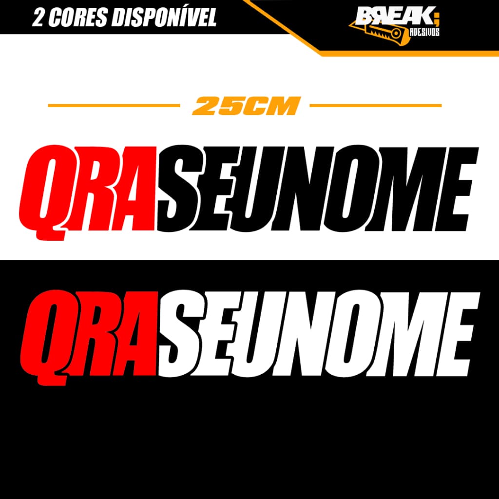 Adesivo Personalizado QRA+Nome para Caminhão/Carro