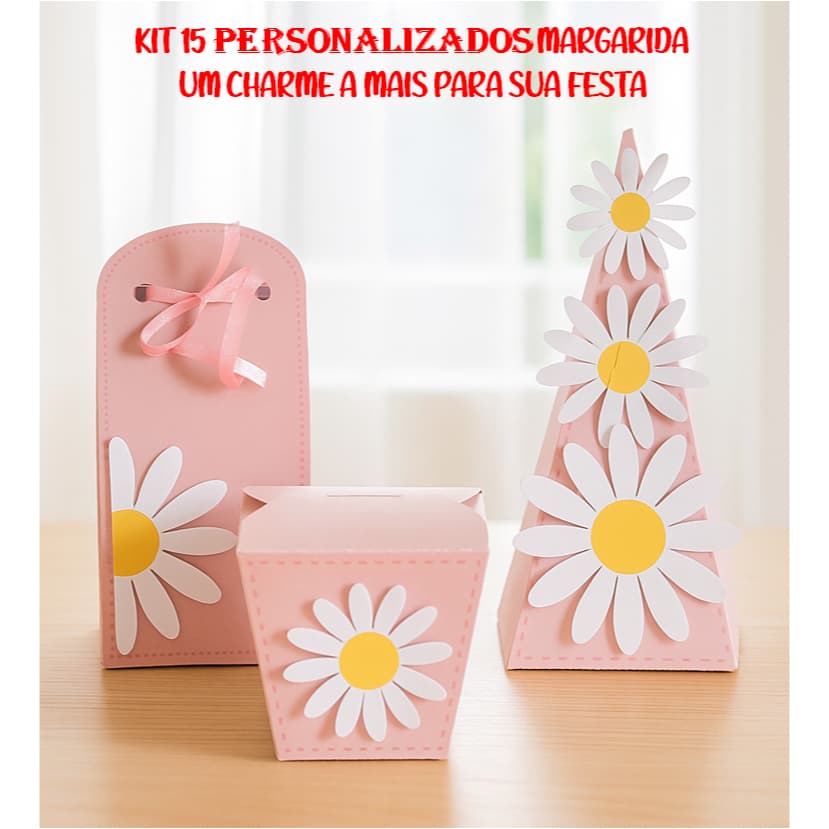 Kit personalizado Margarida/ 15 caixas personalizadas Margarida