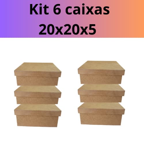 Kit 6 Caixa presente Personalizadas em MDF Cru 20x20x5 Padrinhos Convite Presente ,lembrancinhas cx 20x20