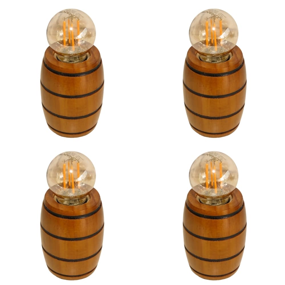 Kit 4 Soquetes Bocais para Lustres Roda de Carroça Decorações Colonial Madeira Maciça - Cerejeira