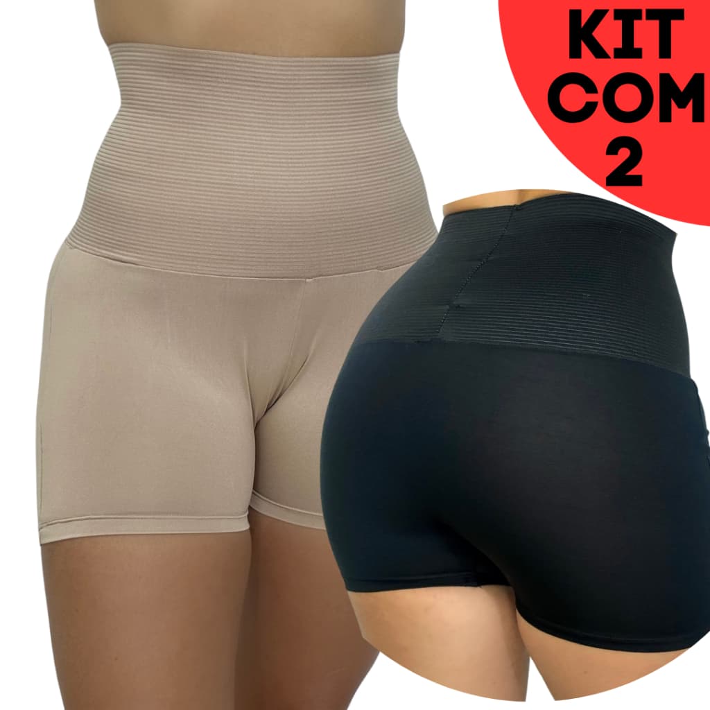 KIT 2 Short Cinta Modeladora Compressão Pós Parto Maternidade Reduz Medida
