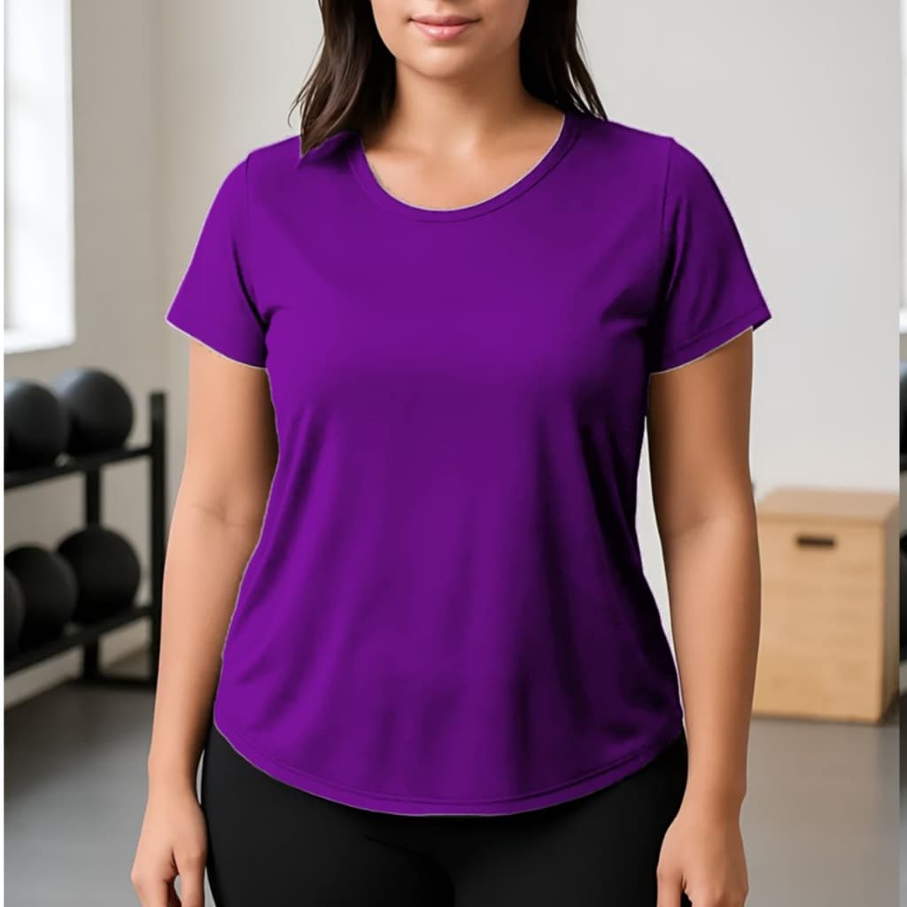 Camiseta 100% Poliamida Elegante Feminino Academia Treinos Fresquinhos Fitness Simples Confortável