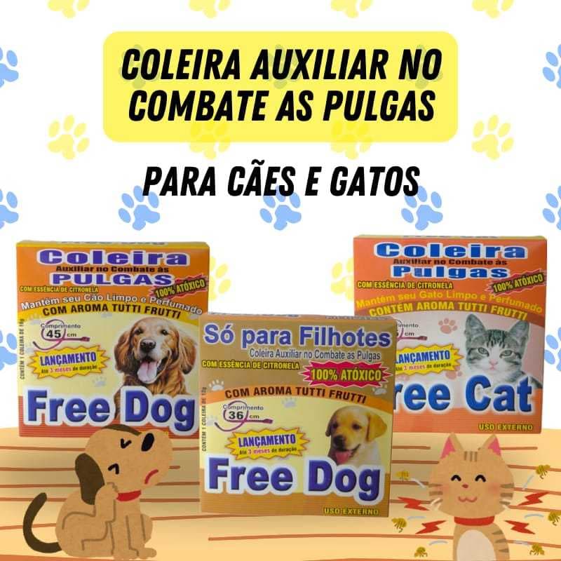 Coleira Pet AntiPulga Gato Cachorro Free Cat - Free Dog
