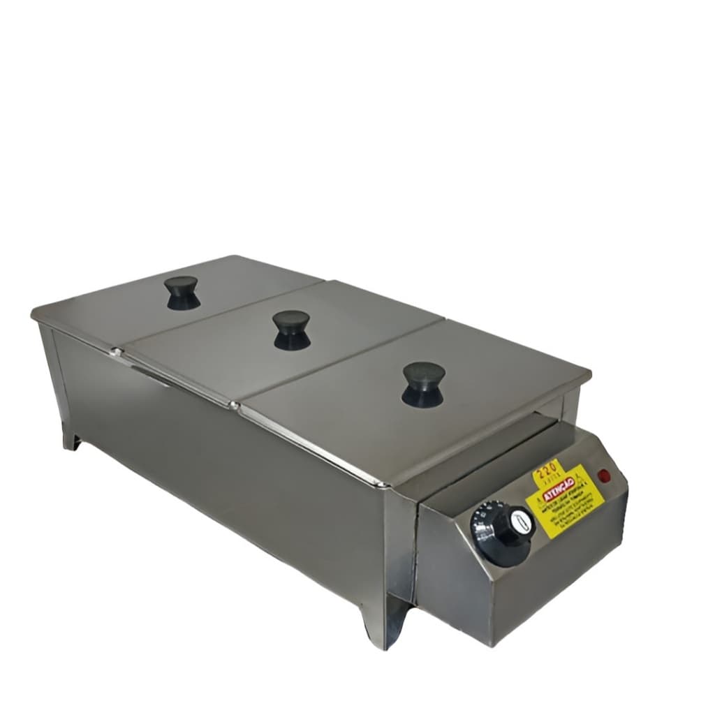 RECHAUD ELÉTRICO BANHO MARIA DE MESA 7,5KG 3 CUBAS 1/4 X100 127 V