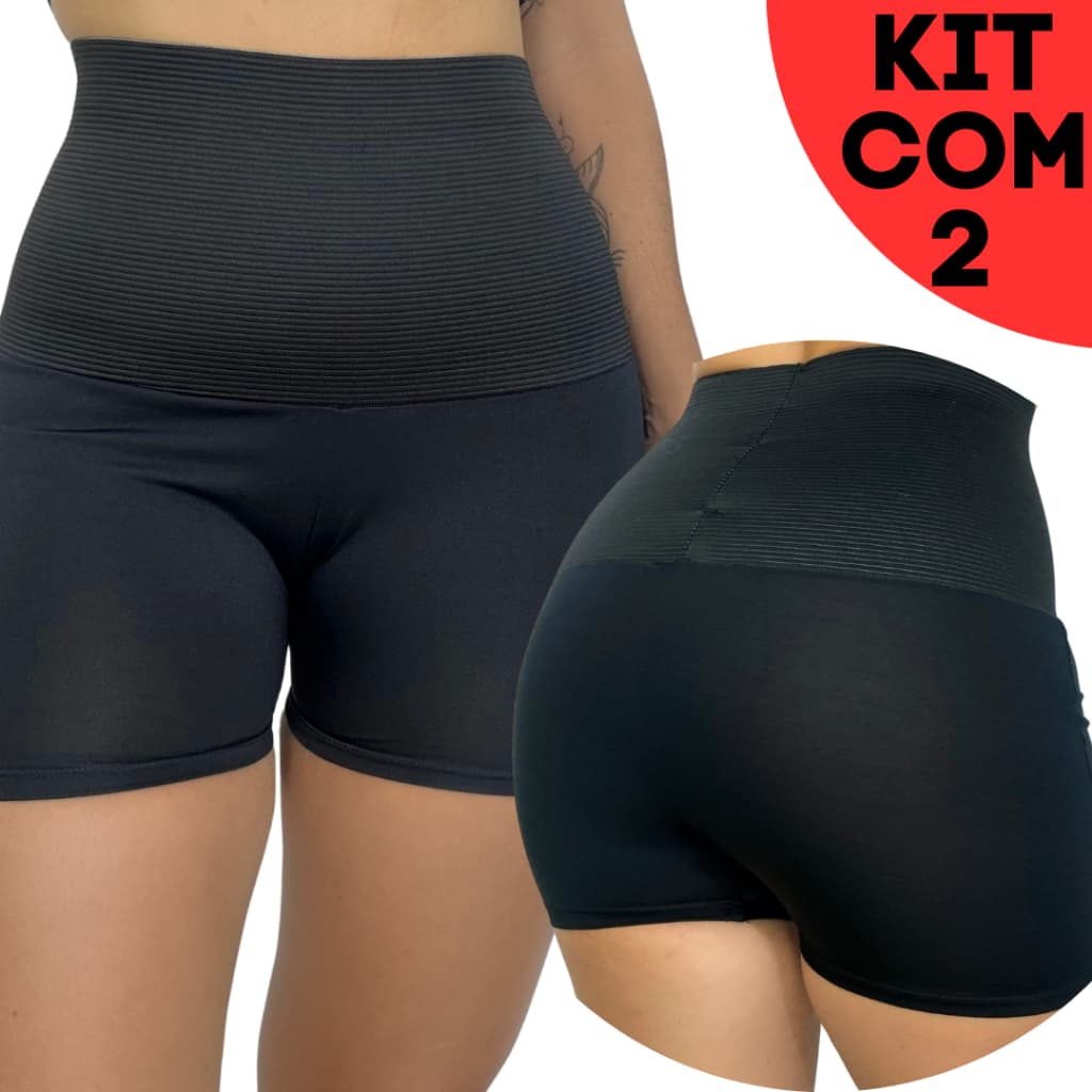 KIT 2 Short Cinta Modeladora Pós Parto Maternidade Compressão Reduz Medida