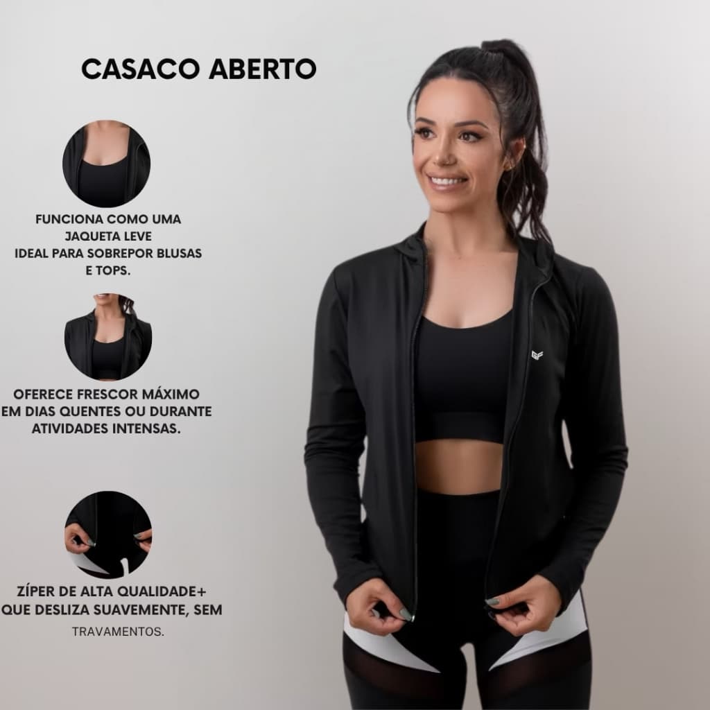 Jaqueta Academia Feminina Dry Fit Jaqueta Inverno com Ziper - Jaqueta Esportiva de Frio