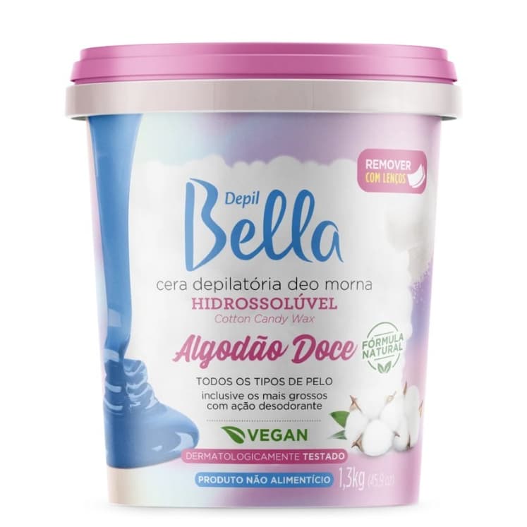 Cera Depilatória Hidrossolúvel Algodão Doce 1,3kg Depil Bella