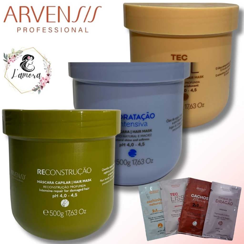 kit escolha sua mascara capilar arvensis de 500g.