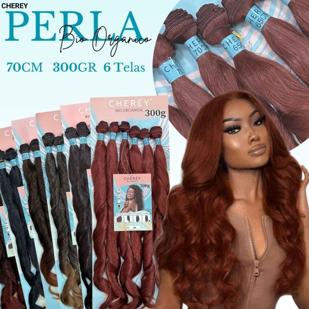 Cherey Cabelo Bio Orgânico Alongamento Perla 70cm Liso Ondulado 6 Telas 300gr