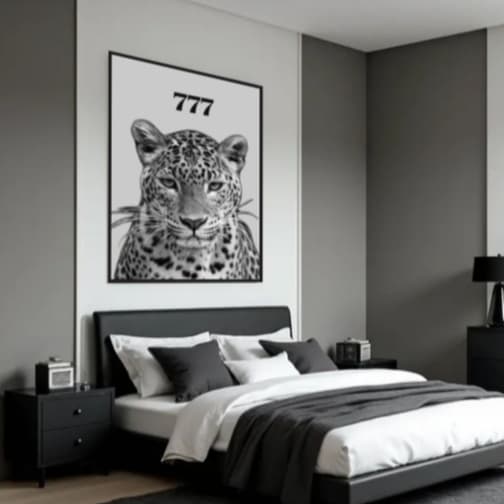 Quadro decorativo moderno 777 onça animal sabedoria decoração de interior