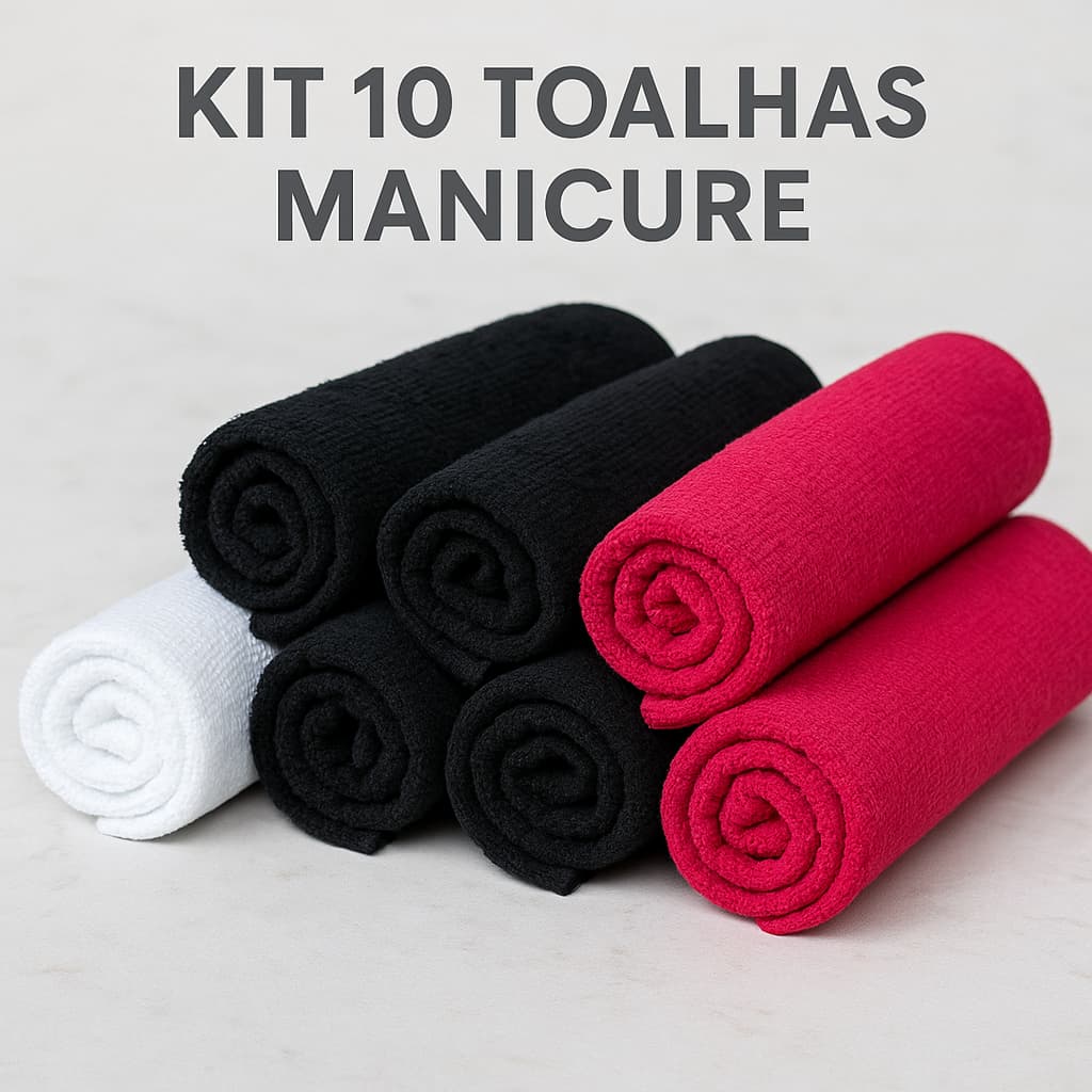 Kit 10 Toalhas Lavabo Manicure Pedicure 100% Algodão Macia e Absorvente -  30cm x 42cm
