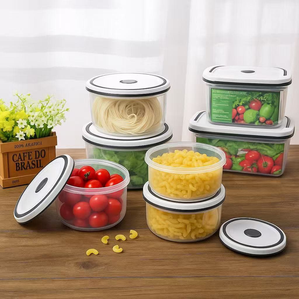 Conjunto Kit Potes Herméticos  Plástico Branco e Cinza Retangular  4 Unidades