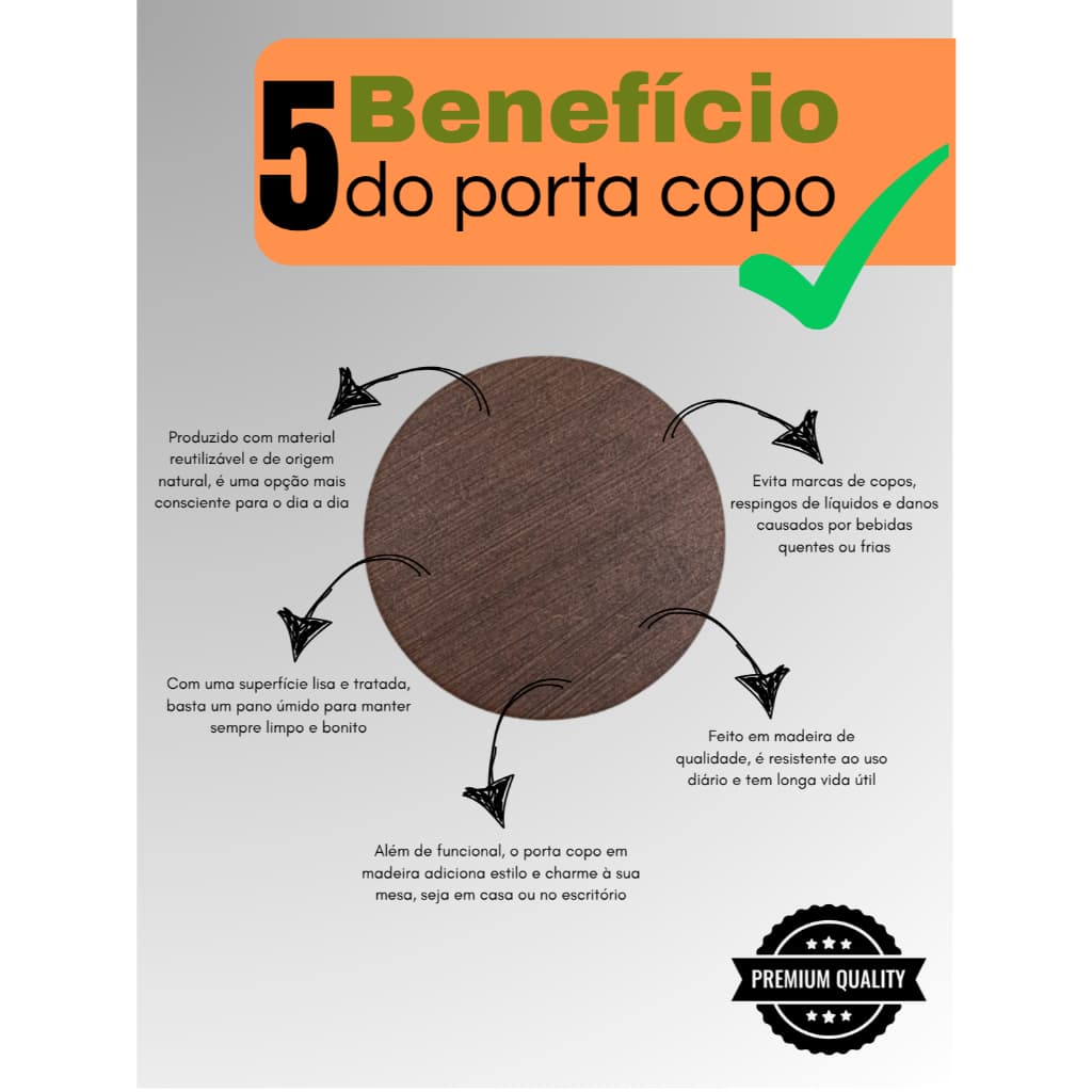Kit Porta Copos de Mesa em Mdf Bolachas Descanso Decorativo