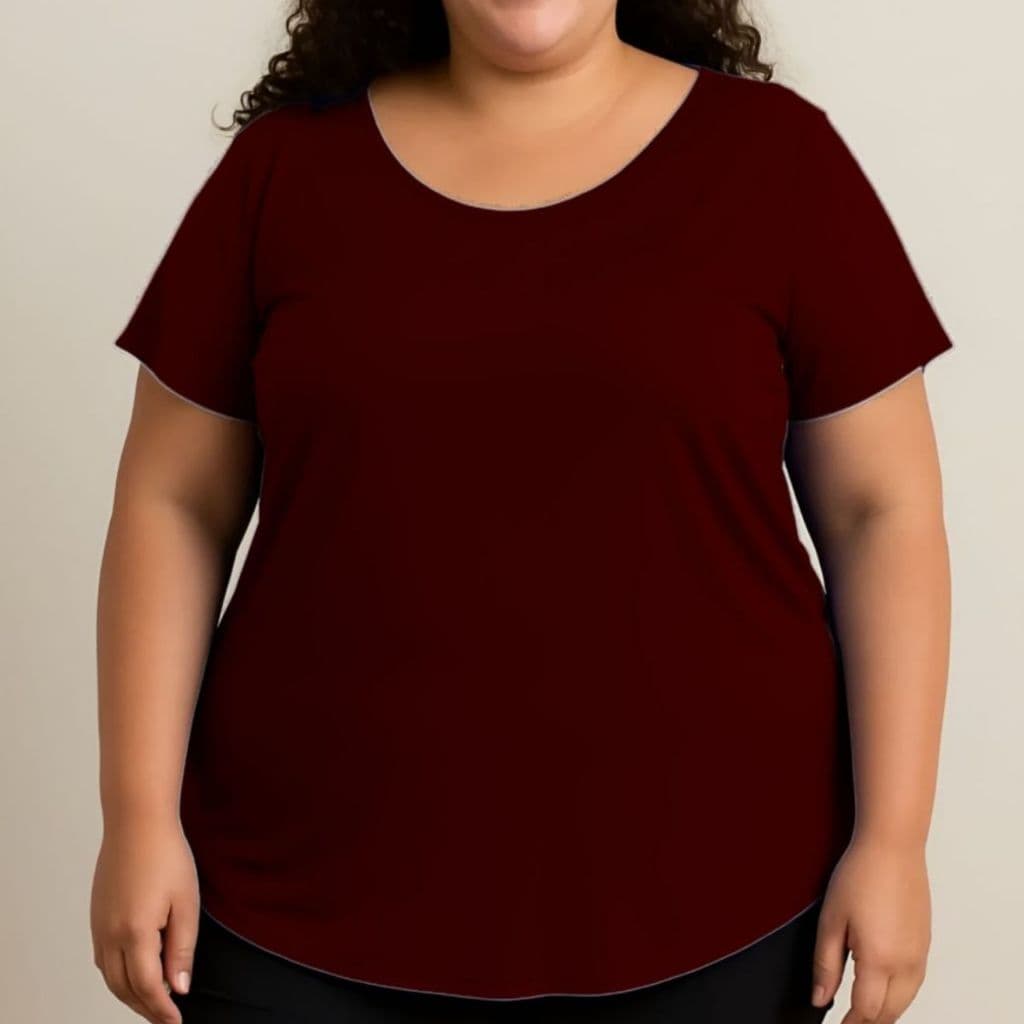 Camiseta Plus Size 100% Poliamida Elegante Manga Casual Confortável Fresquinha Básica Fitness