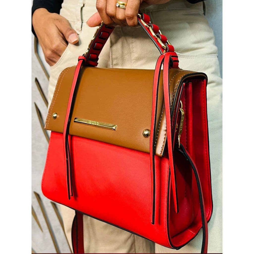 Bolsa Feminina Carteiro Veryrio Tiracolo Alça de Mão e Transversal Duas Cores Elegante