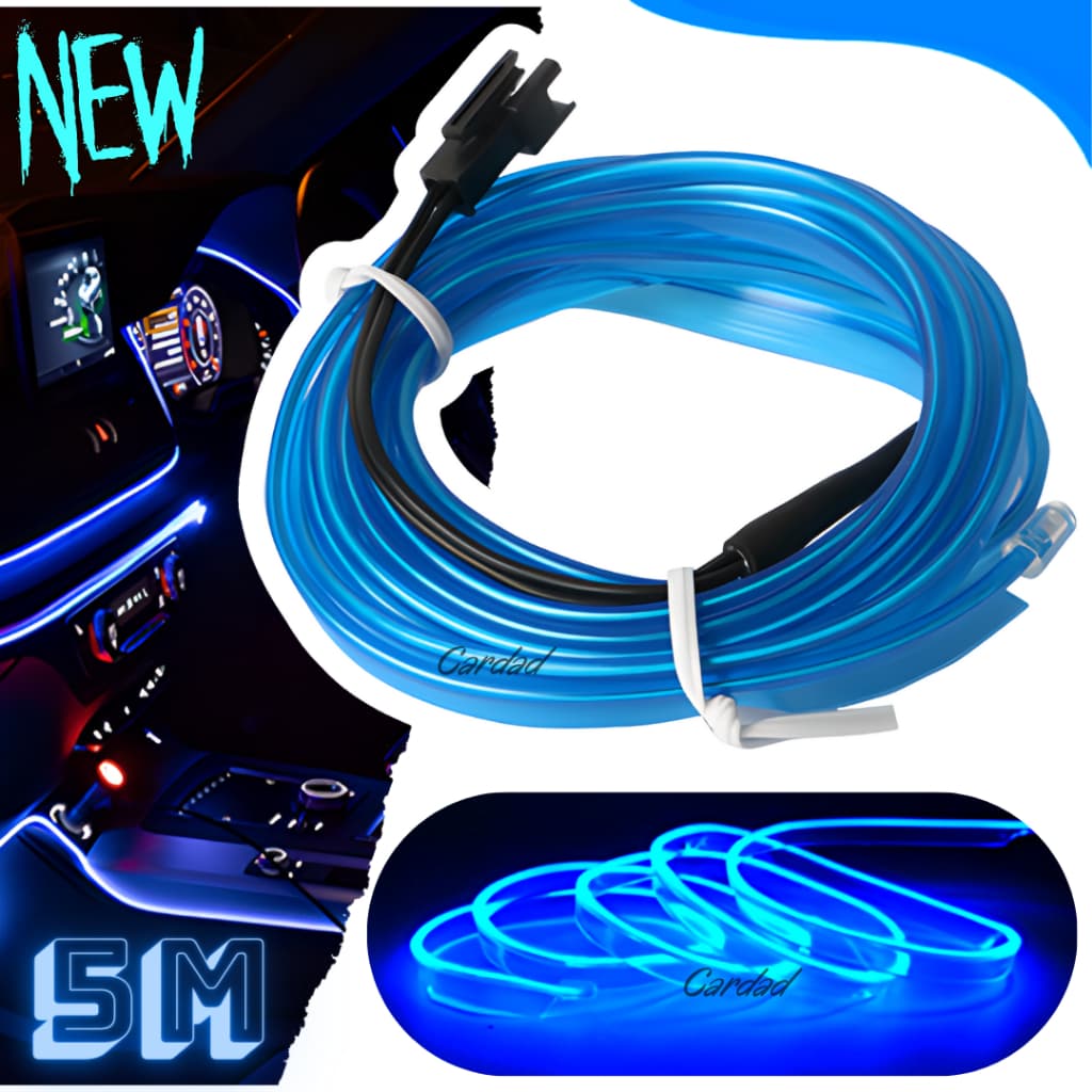 Fita led luz interna neon painel carro caminhão van 5 metros flexivel