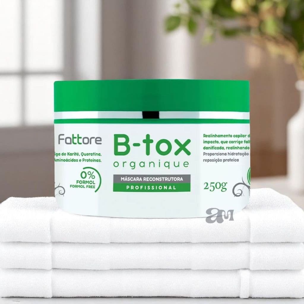 Btox Organique Fattore 250g Máscara Reconstrutora Profissional – Redução de Volume e Brilho Natural
