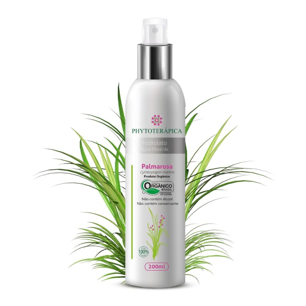 Phytoterápica Água Floral de Palmarosa Orgânica 200ml – Tônico Natural para Pele Oleosa e Sensível