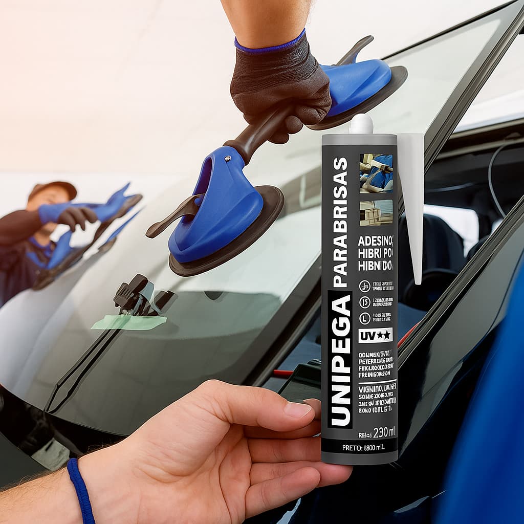 Cola Parabrisas Unipega 400g Fixação Vidros Automotivos Alta Aderência Preto Proteção UV+