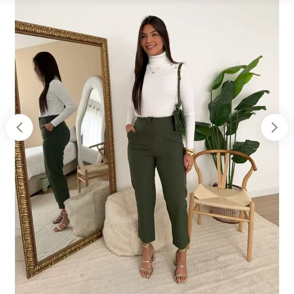 Calça Alfaiataria Feminina Cintura Alta Moda Social Luxo Elegância Trabalho Festa