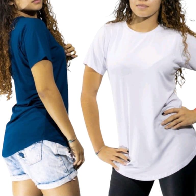 Kit 2 Blusas Longline Plus Size Feminina | Camiseta Básica Lisa Academia Casual Confortável Tapa Bumbum Cores