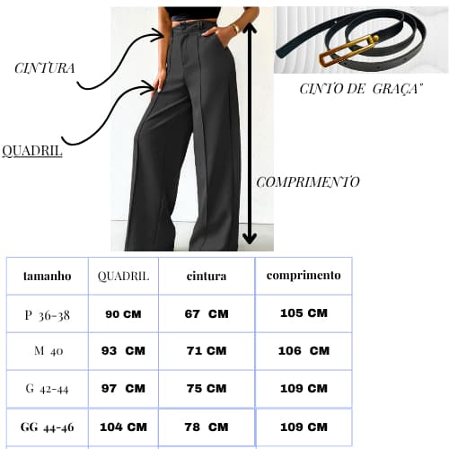 KIT 2  Calça Pantalona Alfaiataria  Cinto Look Perfei Cintura Alta, Elegante e super estilosa