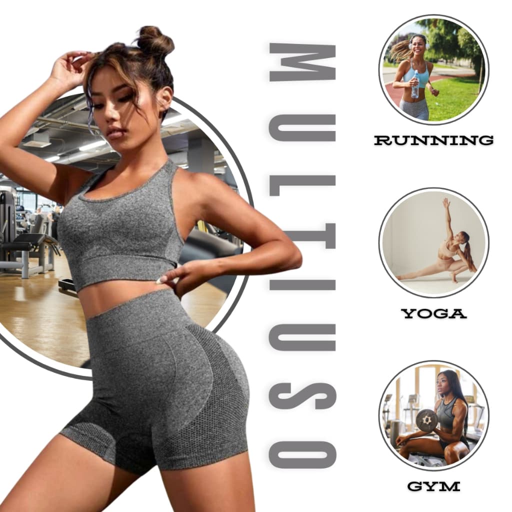 Top Short Conjunto Academia Fitness Levanta Bumbum Feminino