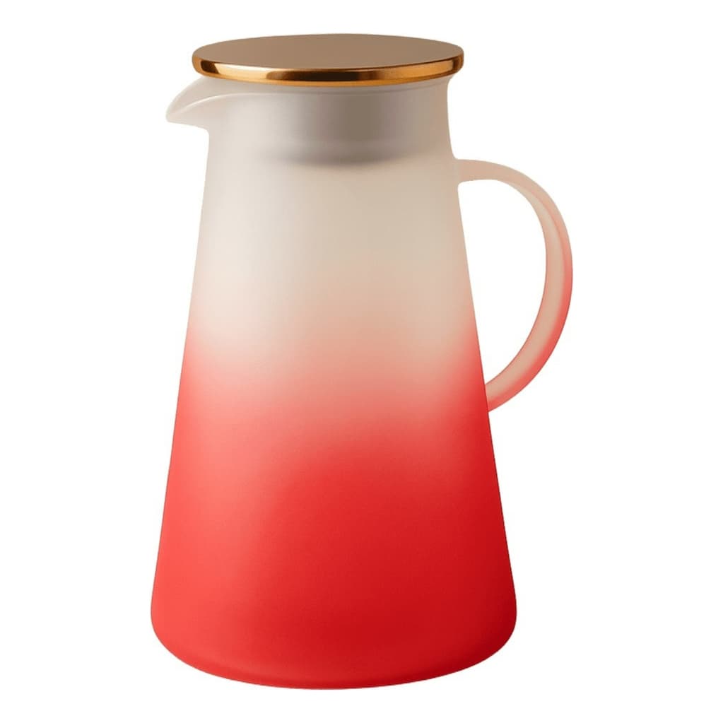 Jarra De Vidro Borossilicato Fosca Tampa Inox 1,8L Vermelha