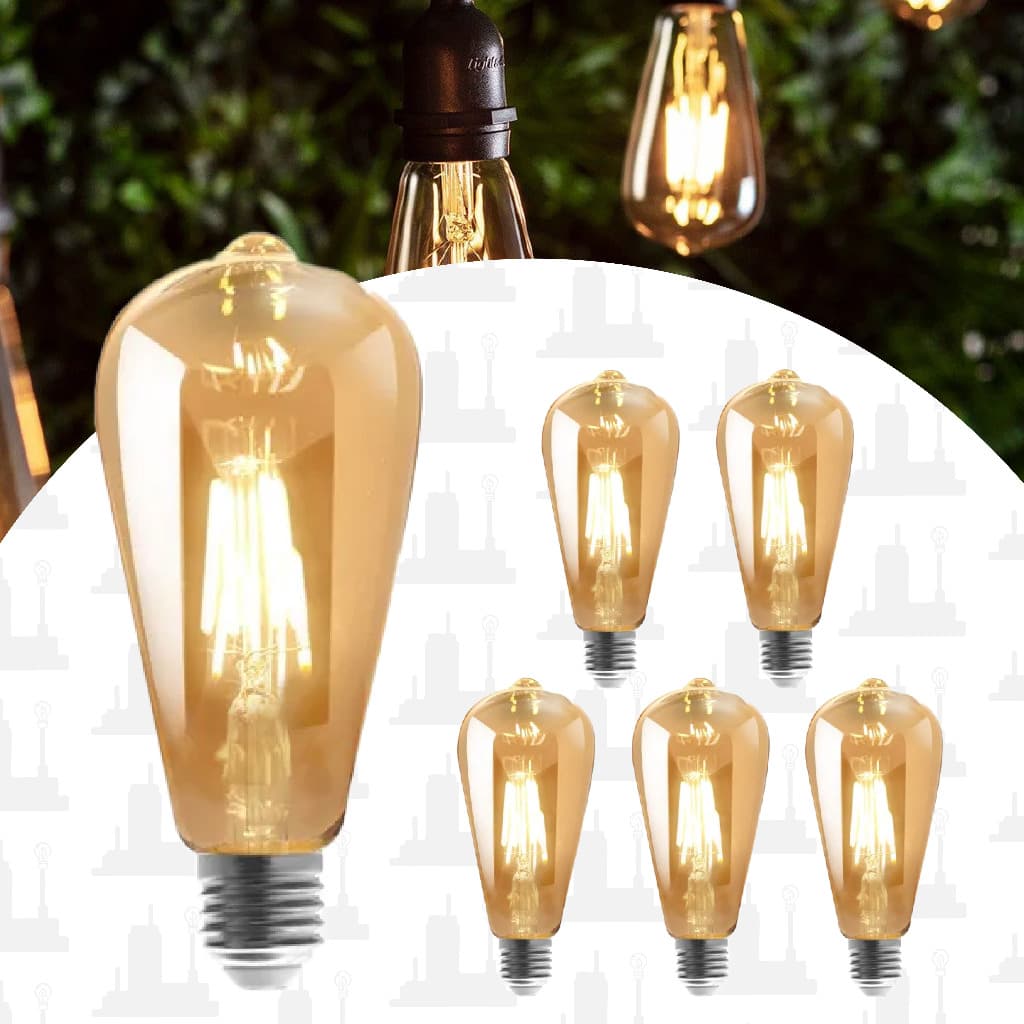 Kit 6 Filamento led 4w st64 E27 2200k Bivolt lampada Vintage Retro