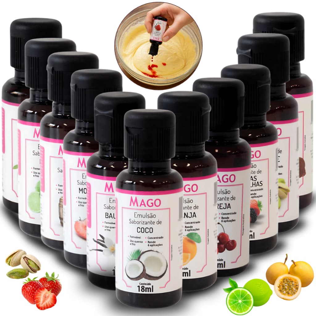 1-5 Emulsão Saborizante essência Forneável Concentrado Mago Diversos Sabores 18 ml