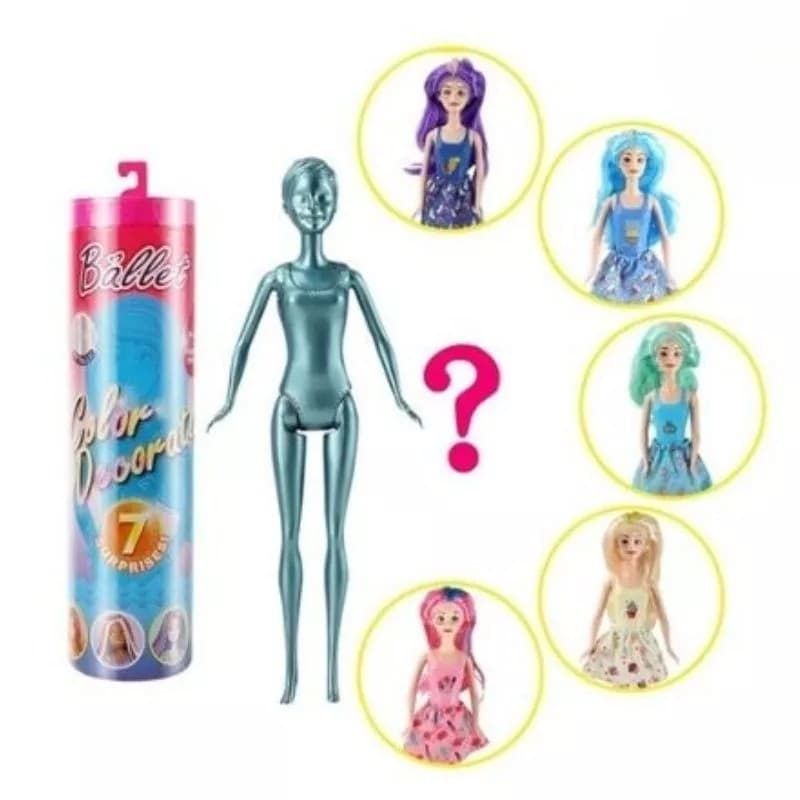 Boneca Ballet Supresa Color Decorate com 7 Surpresas Incríveis Brinquedo com agua
