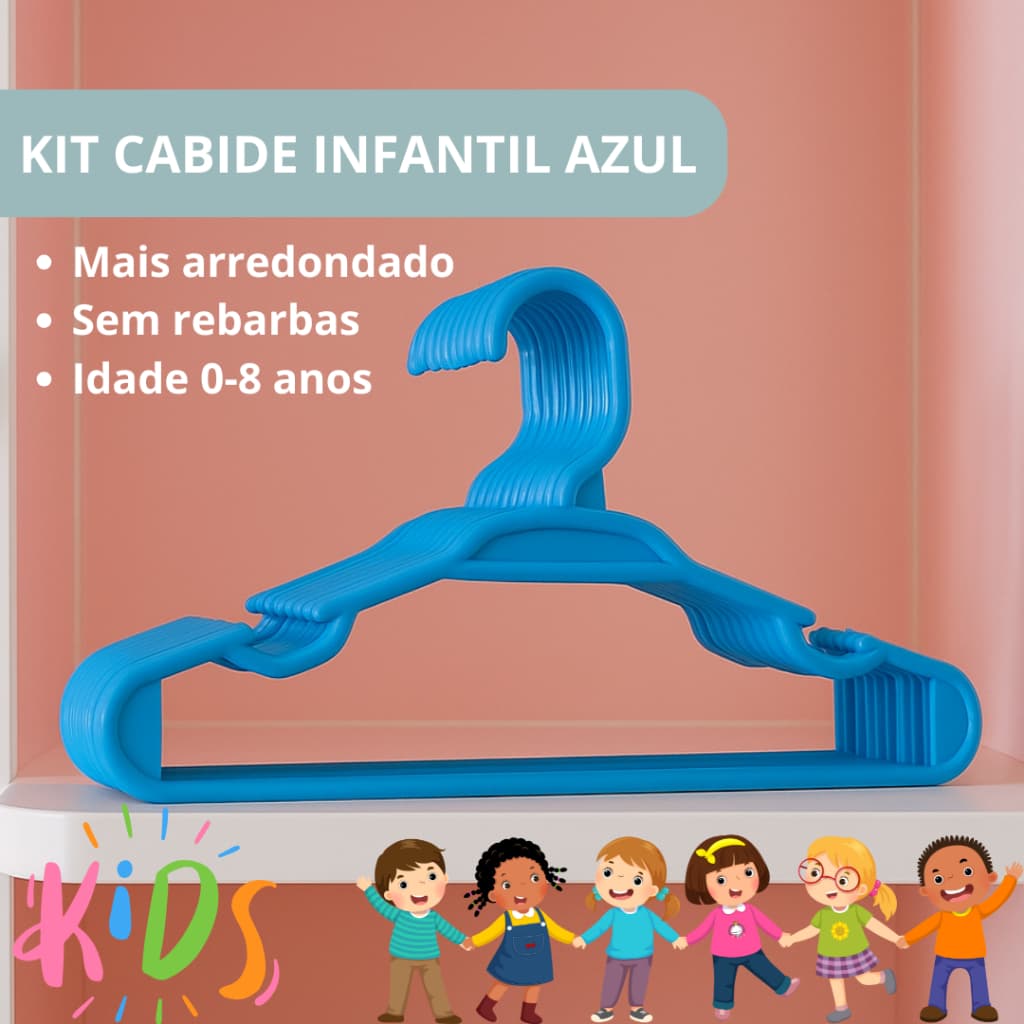 KIT CABIDE BEBÊ BABY INFANTIL 0-8 ANOS NA COR AZUL, SEM REBARBAS, MAIS ARREDONDADO E RESISTENTE 27CM